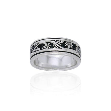Silver Flower Spinner Ring TR1690 - Jewelry